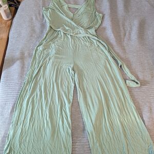 VENUS Mint Green Wrap Jumpsuit